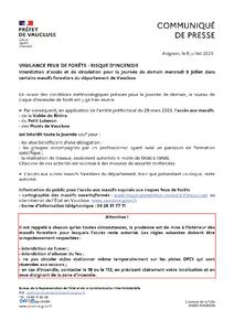 Préfecture de Vaucluse : Communiqué de presse
