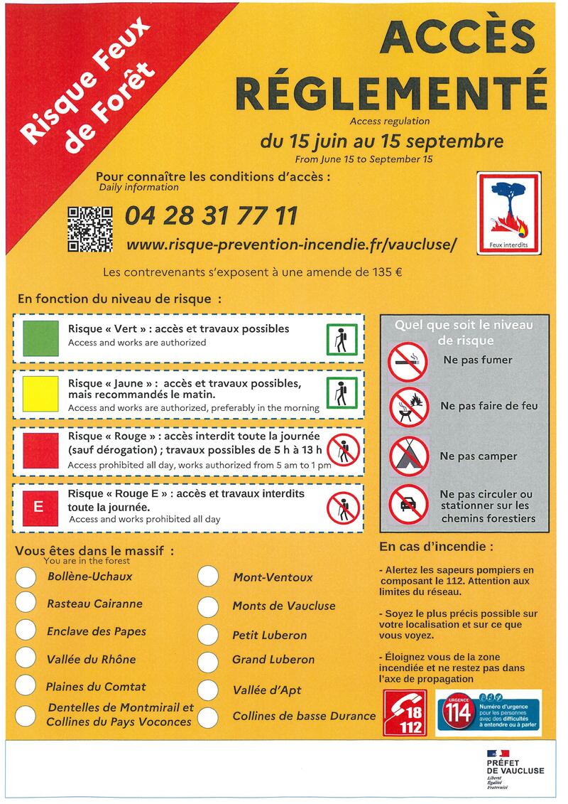 Accès aux massifs forestiers interdit