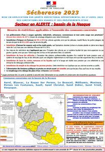 SECHERESSE 2023 - Arrêté préfectoral du 17 avril 2023