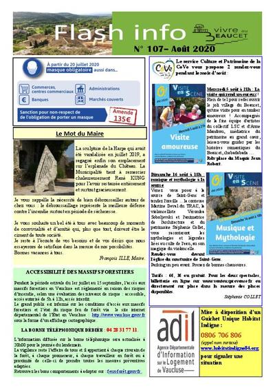 Bulletin municipal Le Beaucet - Flash Info N°107 - Août 2020