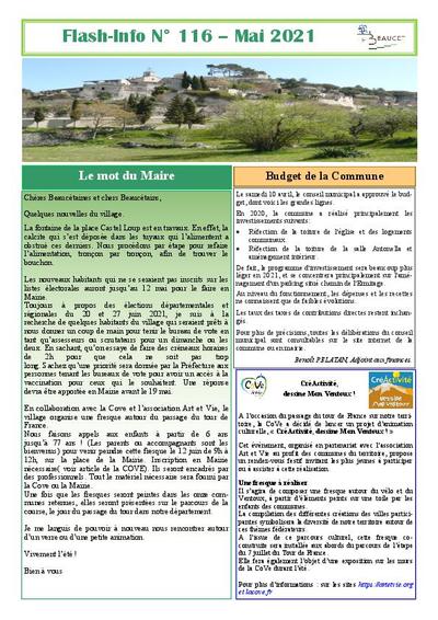 Bulletin municipal Le Beaucet - Flash Info N°116 - Mai 2021