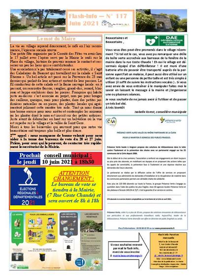 Bulletin municipal Le Beaucet - Flash Info N°117 - Juin 2021