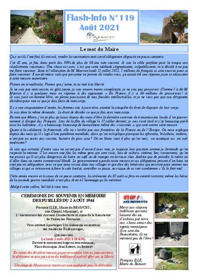 Bulletin municipal Le Beaucet - Flash Info N°119 - Août 2021