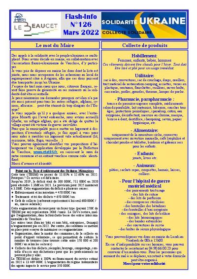Bulletin municipal Le Beaucet - Flash Info N°126 - Mars 2022