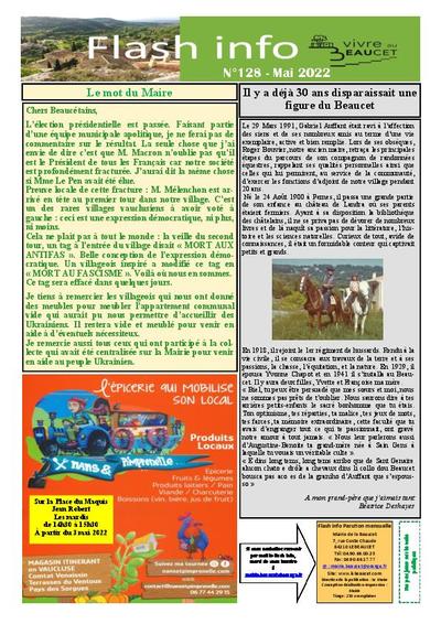 Bulletin municipal Le Beaucet - Flash Info N°128 - Mai 2022