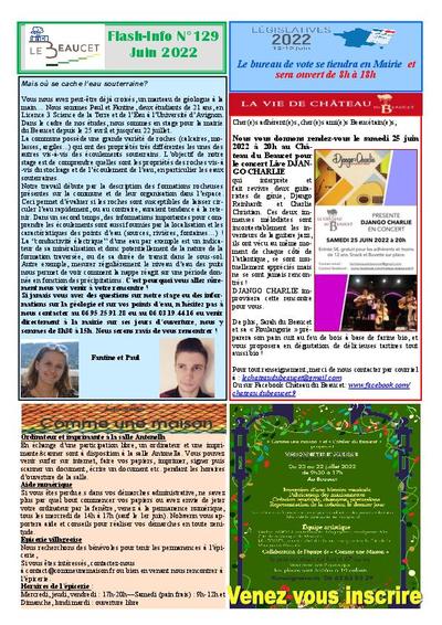 Bulletin municipal Le Beaucet - Flash Info N°129 - Juin 2022