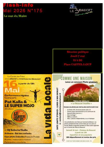 Bulletin municipal Le Beaucet - Flash info n° 175 mai 2026