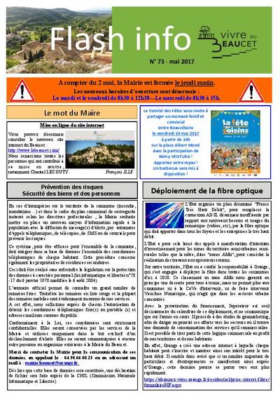 Bulletin municipal Le Beaucet - Flash info N°73 - Mai 2017