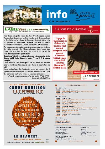 Bulletin municipal Le Beaucet - Flash Info N°78 - Octobre 2017