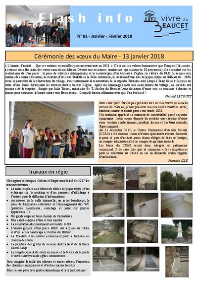 Bulletin municipal Le Beaucet - Flash-info N°81 - Janvier - février 2018