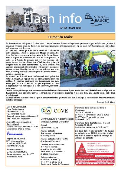 Bulletin municipal Le Beaucet - Flash-info N°82 - Mars 2018