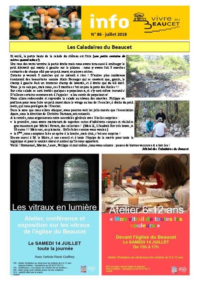 Bulletin municipal Le Beaucet - Flash Info N°86 - Juillet 2018