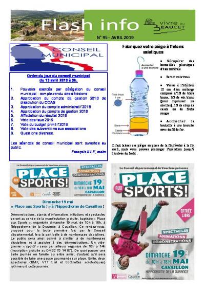 Bulletin municipal Le Beaucet - Flash Info N°95 - Avril 2019